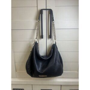 Vintage DKNY Black Leather Hobo Bag Soft Gold Handbag Y2K Purse Shoulder Bag